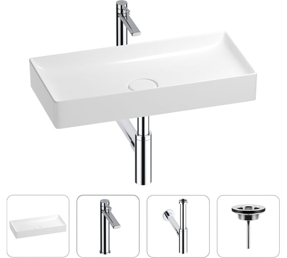 Изображение товара Раковина для ванной Wellsee Pure BY в наборе 4в1 201002766