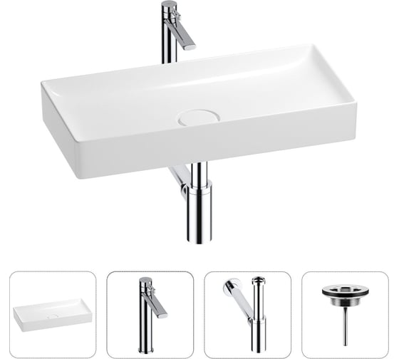 Изображение товара Раковина для ванной Wellsee Pure BY в наборе 4в1 201002706