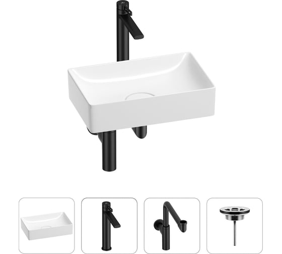 Изображение товара Раковина для ванной Wellsee Pure BY в наборе 4в1 201002587