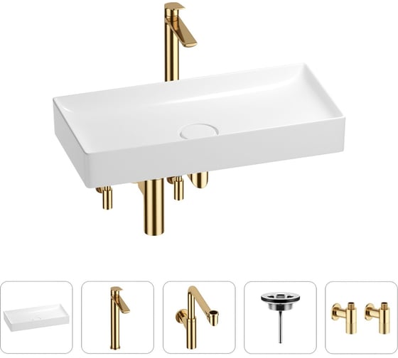 Изображение товара Раковина для ванной Wellsee Pure BY в наборе 5в1 201004468