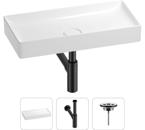 Изображение товара Раковина для ванной Wellsee Pure BY в наборе 3в1 201001267