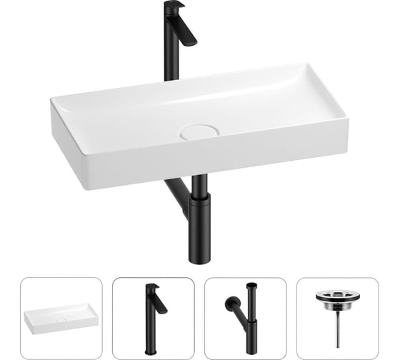 Изображение товара Раковина для ванной Wellsee Pure BY в наборе 4в1 201002762