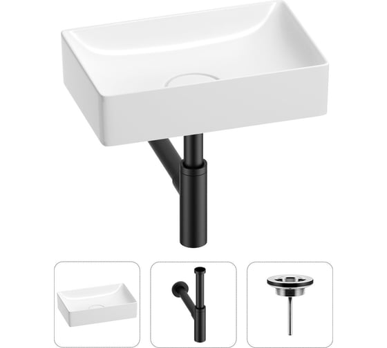 Изображение товара Раковина для ванной Wellsee Pure BY в наборе 3в1 201001217