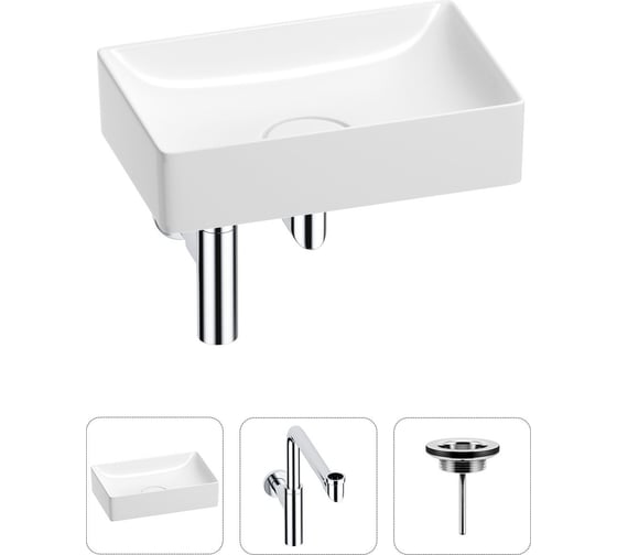 Изображение товара Раковина для ванной Wellsee Pure BY201001221 в наборе 3 в 1 201001221