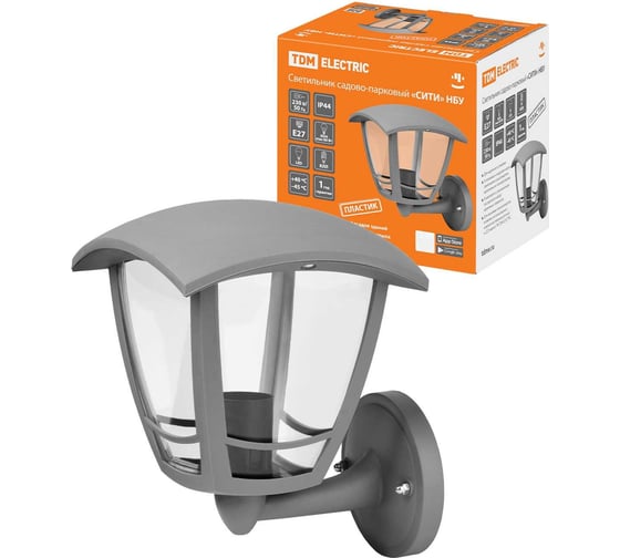 Изображение товара Садово-парковый светильник TDM ELECTRIC СИТИ НБУ 07-60-001 У1 4-х гранник настенный вверх серый SQ0330-1320