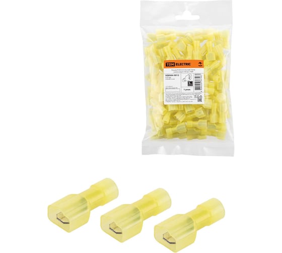 Изображение товара Разъем TDM ELECTRIC РпИп 6-6 плоский папа, нейлоновый, 100 шт. SQ0504-0012