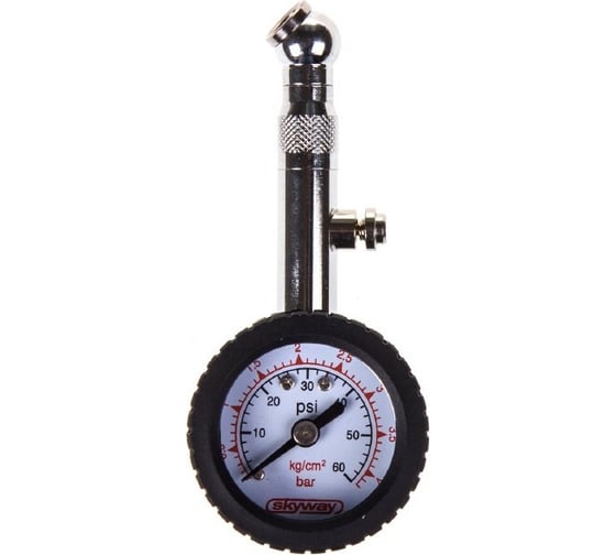 Изображение товара Манометр в металлическом корпусе SKYWAY 4 АТМ с резиновой защитой S07701006