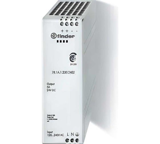 Изображение товара Импульсный источник питания Finder вход 120...240в Ac/220в Dc; выход 24в Dc, 120вт; 781A12302402