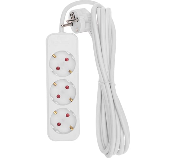 Изображение товара Удлинитель REXANT standard 3 гнезда, 3м, 3x1,0мм2, с/з, белый 13-4010