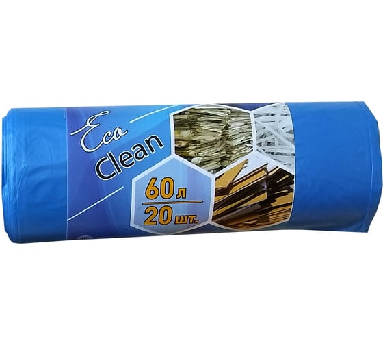 Изображение товара Мешки для мусора Ecoclean (60 л, 20 шт., синий, 10 мкм, 58х68 см) Концепция Быта 3828