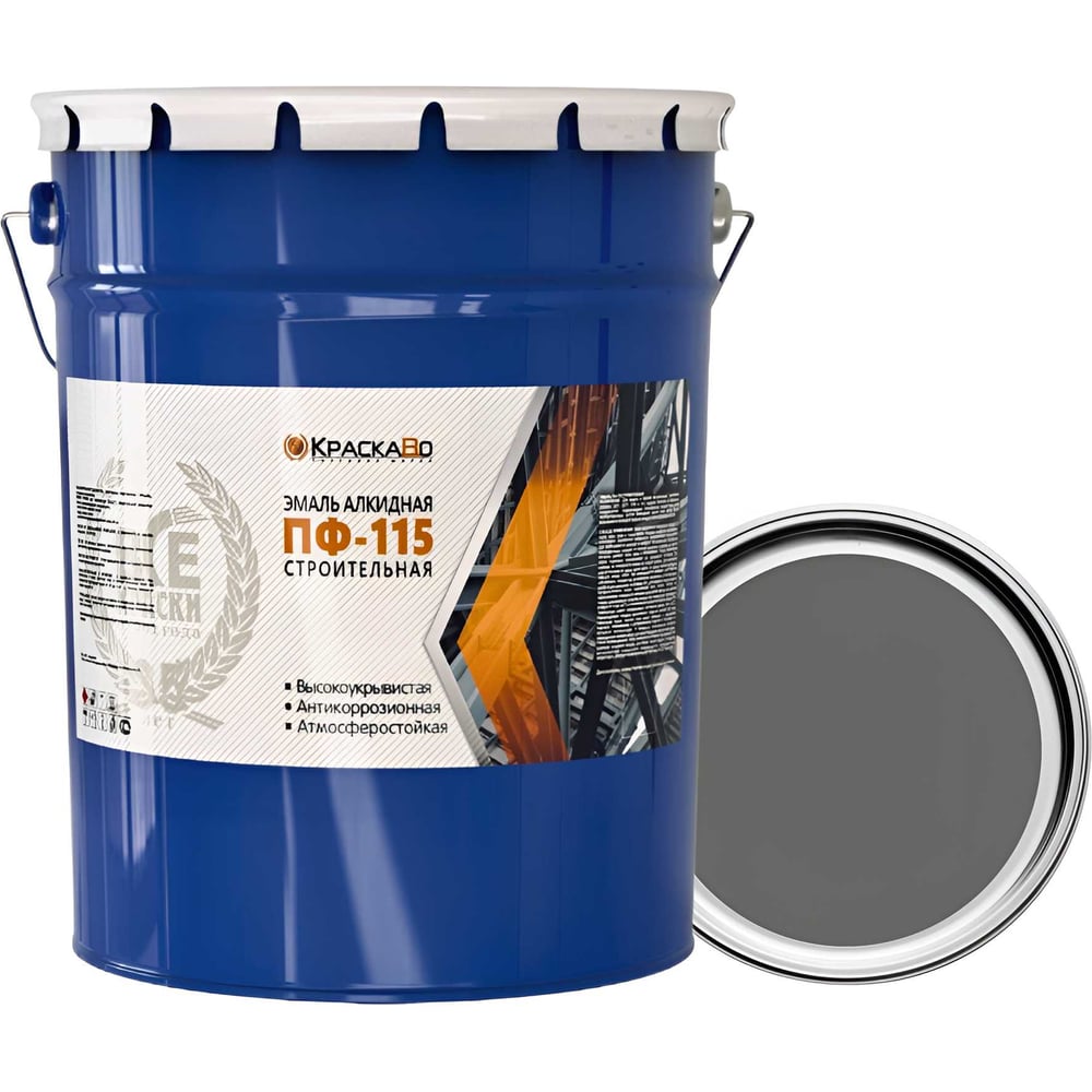 Изображение товара Эмаль Краска Во ПФ-115 темно-серая строительная 25 кг