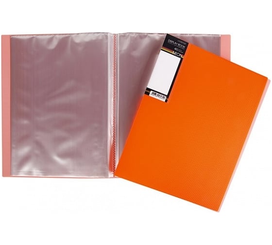 Изображение товара Пластиковая папка Hatber HD 40 вкладышей А4 корешок 21 мм DIAMOND NEON 700 мкм Оранжевая, 26шт. 035340