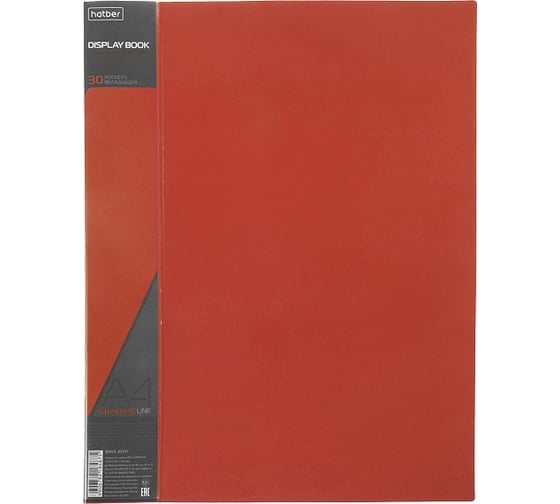 Изображение товара Пластиковая папка Hatber 30 вкладышей А4 корешок 17 мм STANDARD 600 мкм Красная, 30шт. 038461