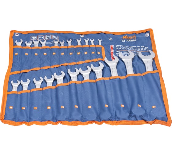 Изображение товара Набор комбинированных ключей 22шт: 6-19 21 22 24 27 30 32мм сумка KRAFT KT 700592
