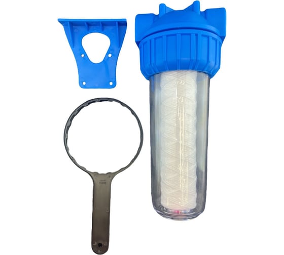 Изображение товара Магистральный фильтр-колба для очистки воды с картриджем из нитяного полипропилена GRIALE FK-1012