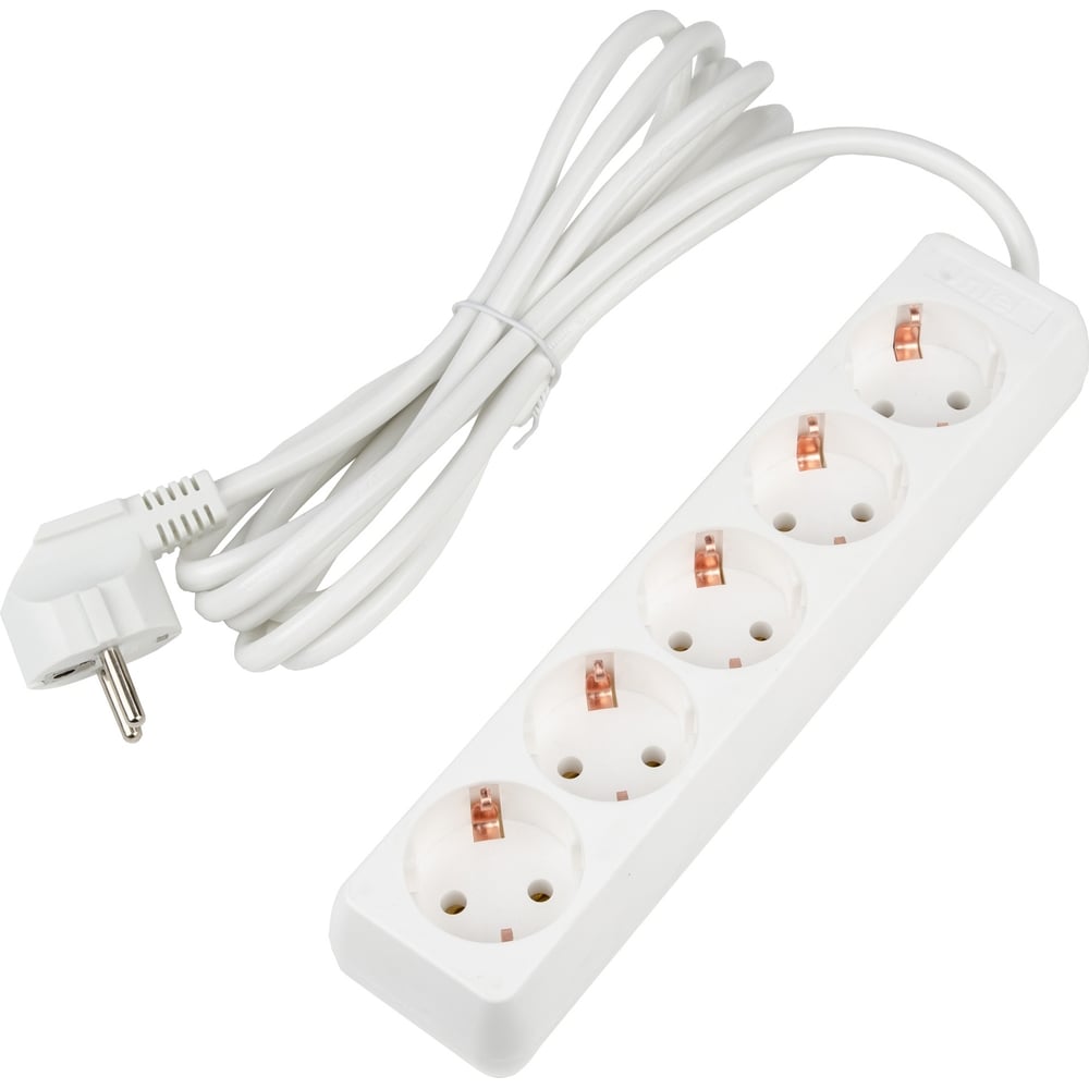 Изображение товара Удлинитель Uniel с 5 розетками и защитой 3 метра белый UL-00010008