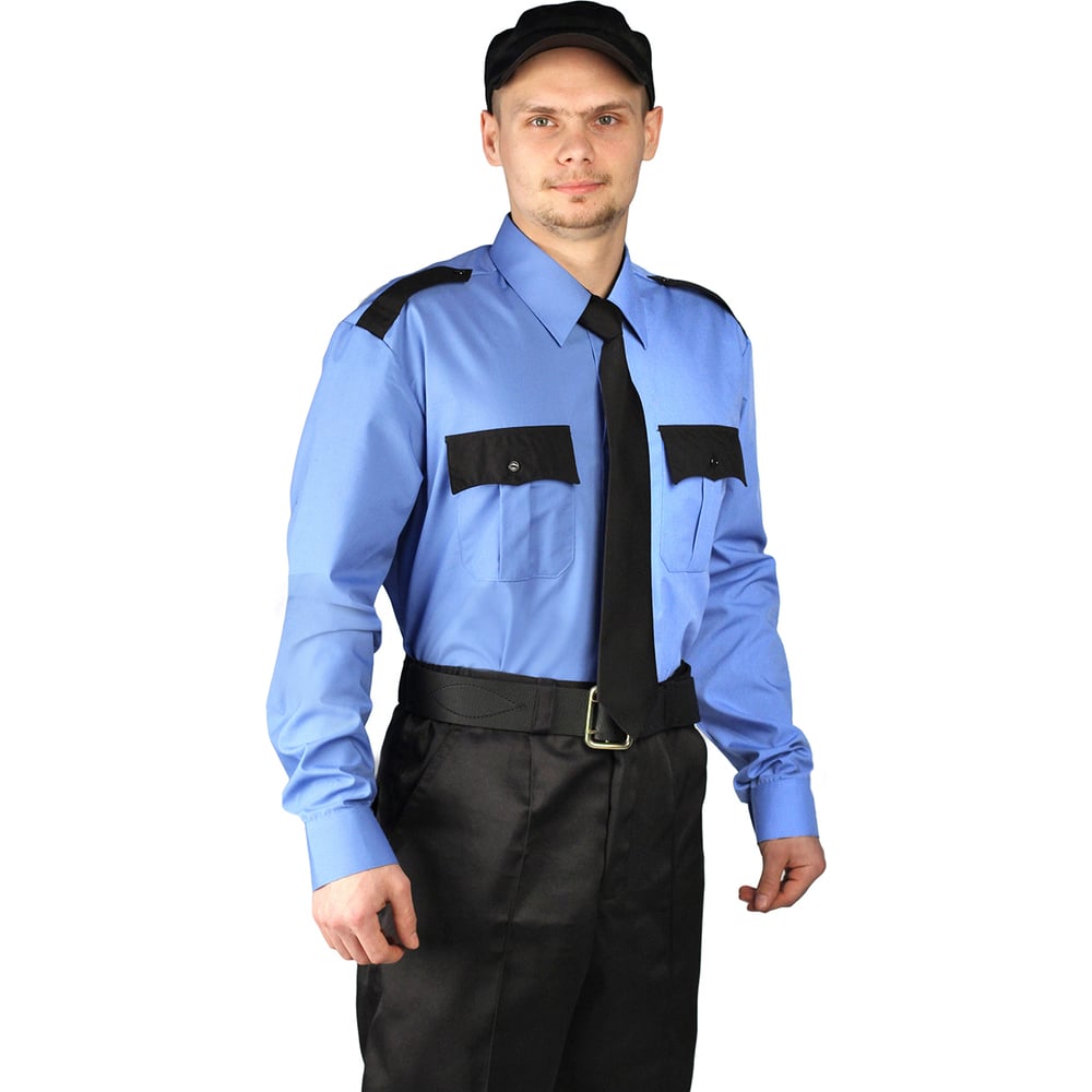 Изображение товара Мужская рубашка URSUS Охран РУБ502-069, 46, длинный рукав, голубой или черный цвет