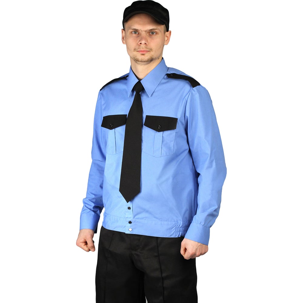 Изображение товара Мужская рубашка URSUS Охрана РУБ504-069 44 рост 170-176 голубой и черный хлопковая