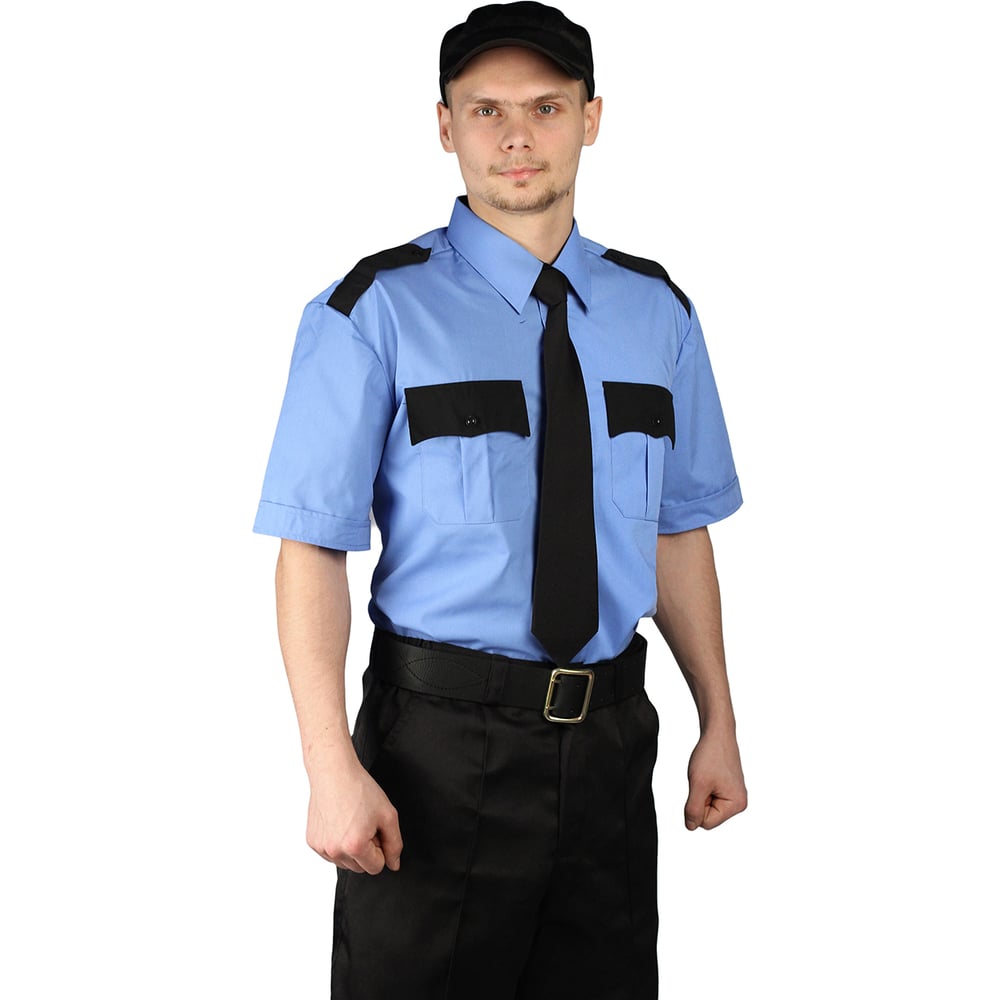 Изображение товара Мужская рубашка URSUS Охрана короткий рукав голубая и черная размер 40