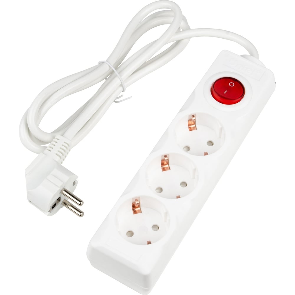 Изображение товара Удлинитель Uniel S-GCU3-1 5B WHITE UL 00010013 с 3 розетками и защитой