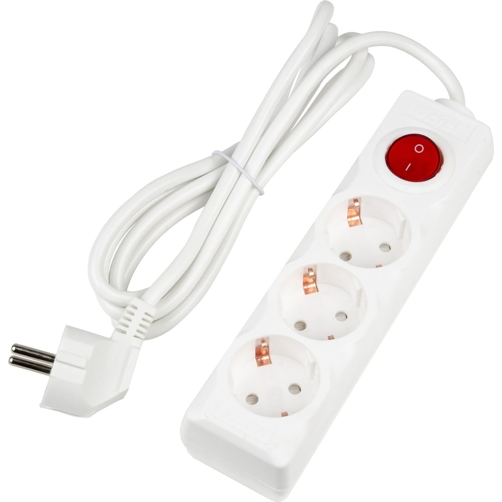 Изображение товара Удлинитель Uniel S-GCU3-2B WHITE с 3 розетками и выключателем 2м