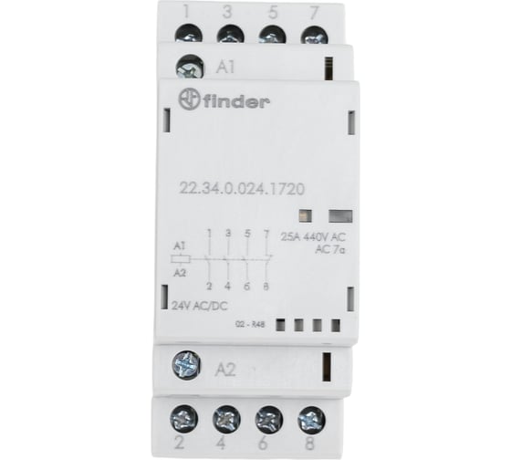 Изображение товара Модульный контактор Finder 3NO + 1NC; механический индикатор + светодиод, 223400241720