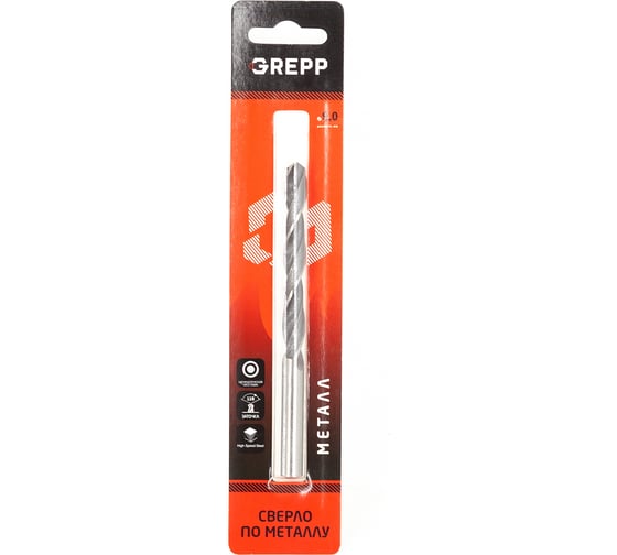 Изображение товара Сверло по металлу закаленное 9 мм, сталь НSS4241/HSS-R, угол заточки 118 Grepp 201-0901