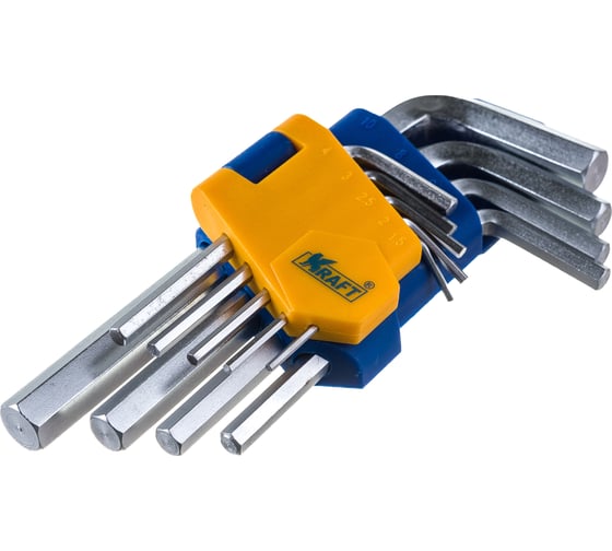 Изображение товара Набор торцевых шестигранных Г-образных коротких ключей 9шт KRAFT KT 700570
