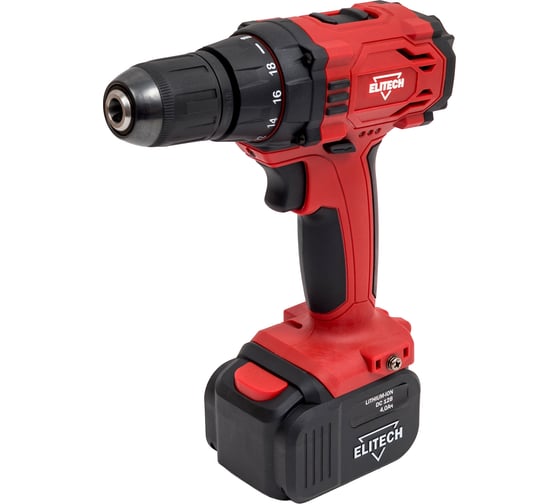 Изображение товара Аккумуляторная дрель ELITECH ДА 12Л2 12В,2x4.0Ач,Li-ion 191612