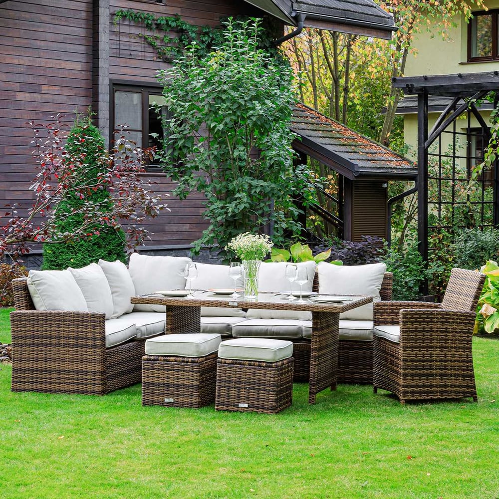 Изображение товара Обеденный комплект Royal Family ZORRO PLUS коричневый с угловым диваном 999-99-61-21