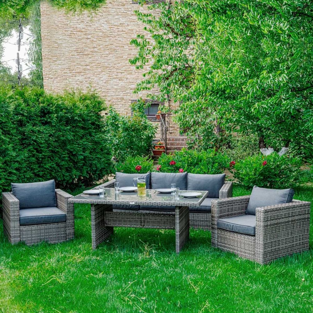 Изображение товара Обеденный комплект мебели Royal Family KARL серый для дачи сада 4 предмета