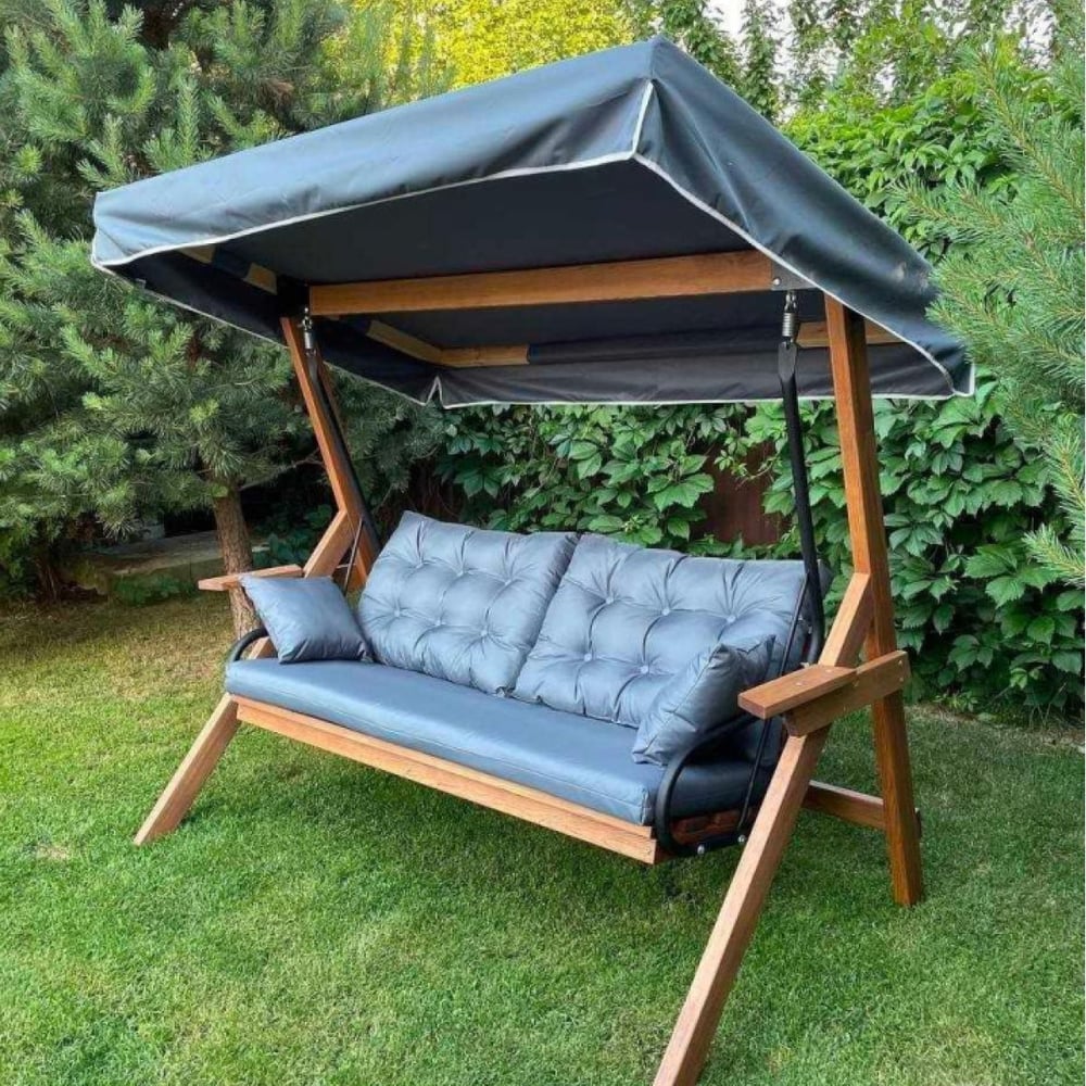 Изображение товара Трехместные садовые качели ROYAL FAMILY LYON с навесом водоотталкивающим тентом