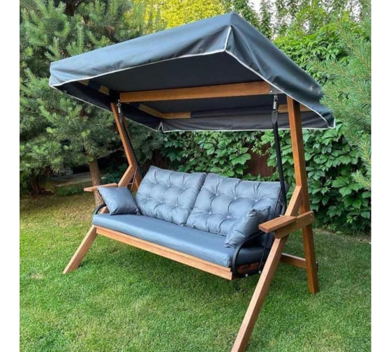 Изображение товара Качели ROYAL FAMILY LYON трёхместные (серые подушки) SWE-71