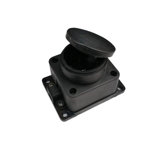 Изображение товара Одноместная розетка с заземляющим контактом IN HOME каучук, с заглушкой, 16А, IP44, черная 9321 4690612010250