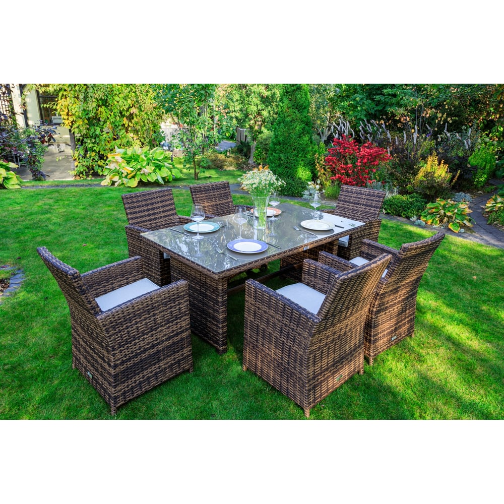 Изображение товара Обеденный комплект Royal Family из искусственного ротанга FIONA, коричневый 99-13-61-21 Изображение товара Обеденный комплект Royal Family из искусственного ротанга FIONA, коричневый 99-13-61-21