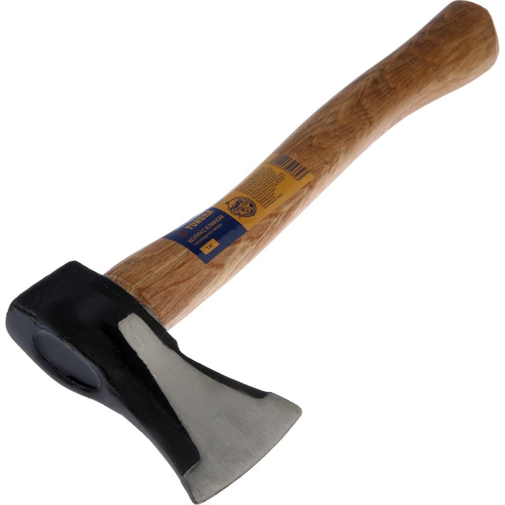 Изображение товара Кованый колун ТУНДРА круглый железный клин с топорищем 43 см 1 кг