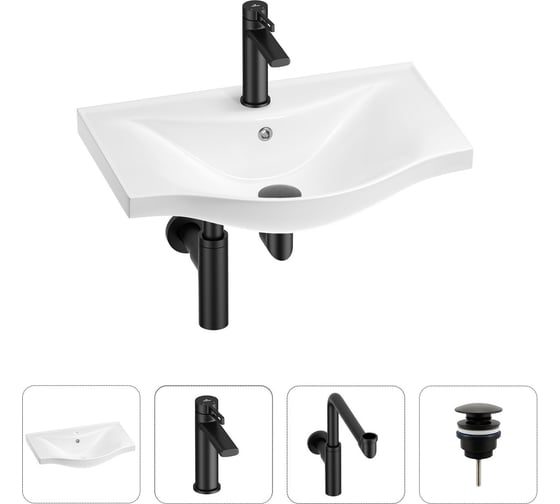 Изображение товара Раковина для ванной Wellsee Bisouв наборе 4 в 1 201003497