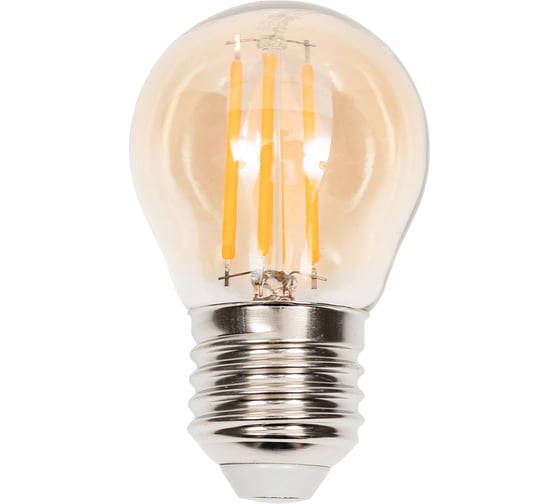 Изображение товара Светодиодная лампа Uniel Led-g45-5w/golden/e27 glv21go лампа светодиодная vintage. форма «шар», золотистая колба. картон. тм UL-00010552