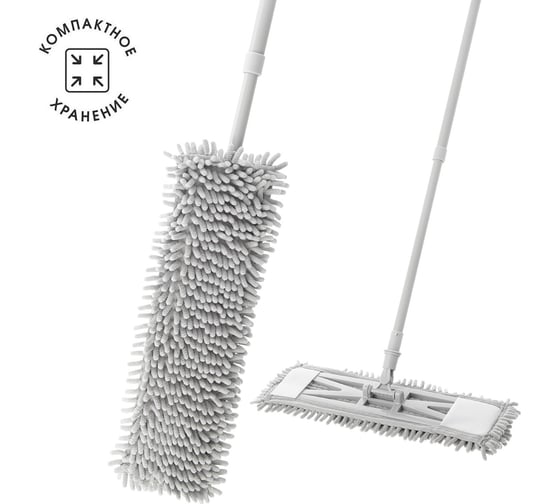 Изображение товара Швабра для пола с насадкой из микрофибры HomeQueen шенилл 68142