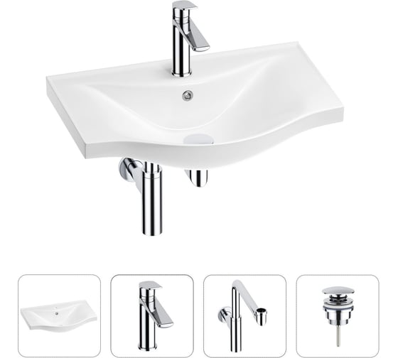 Изображение товара Раковина для ванной Wellsee Bisouв наборе 4 в 1 201003541