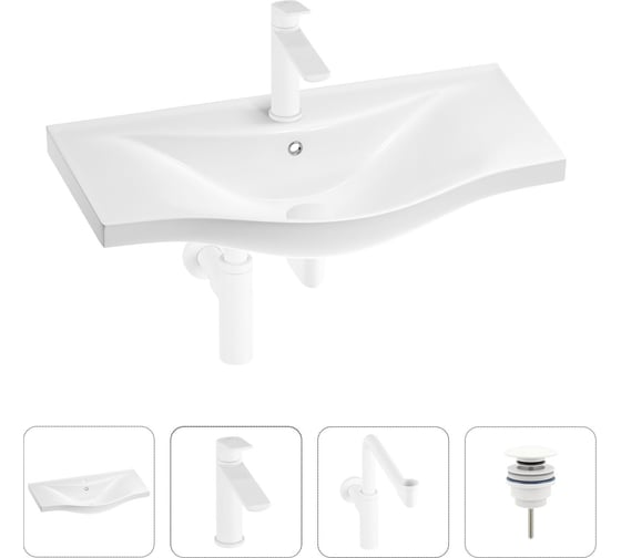 Изображение товара Раковина для ванной Wellsee Bisouв наборе 4 в 1 201003645