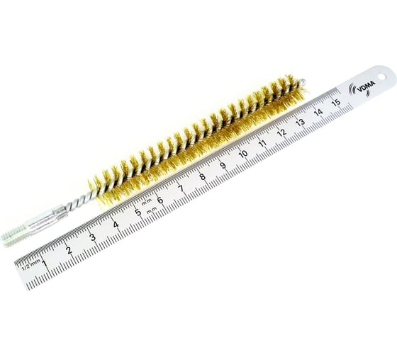 Изображение товара Щетка ерш 14x100x140 мм, ворс гофр латунь 0.15 мм, посадка М6 резьба, очистка котлов теплообменников труб отверстий (код 20-514) OSBORN 815.514-1303