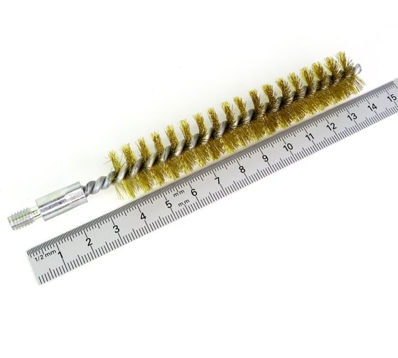 Изображение товара Щетка ерш 18x100x140 мм, ворс гофр латунь 0.15 мм, посадка М6 резьба, очистка котлов теплообменников труб отверстий (код 20-518) OSBORN 815.518-2803
