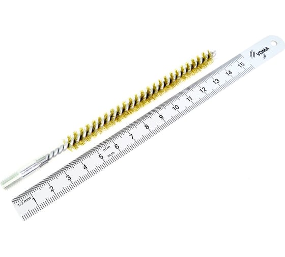 Изображение товара Щетка ерш 9x100x140 мм, ворс гофр латунь 0.15 мм, посадка М6 резьба, очистка котлов теплообменников труб отверстий (код 20-509) OSBORN 815.509-2803