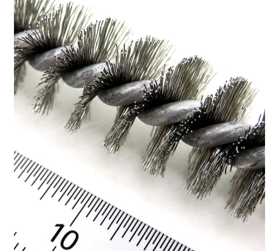 Изображение товара Щетка ерш 15x100x140 мм, ворс гофр нерж сталь 0.15 мм, посадка М6 резьба, очистка котлов теплообменников труб отверстий (код 20-315) OSBORN 815.315-2803