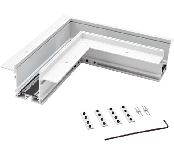 Изображение товара Угловой потолочный встраиваемый коннектор DesignLed SY Белый Муар SY-601901-RC-CN-1-WHMR-PCB Серебро SY-601901-RC-CN-1-WHMR-PCB
