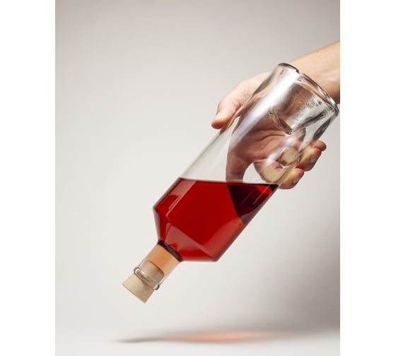 Изображение товара Стеклянная бутылка для воды, масла, настоек с пробкой KHome боня, , бесцветная, 1 л, 12 шт Bon-10-12