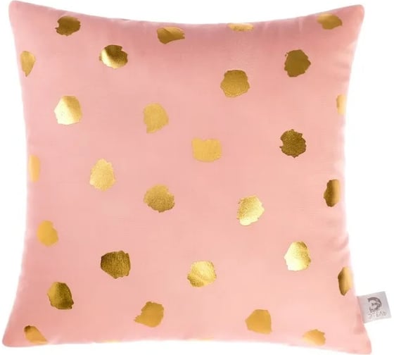 Изображение товара Декоративная подушка Этель Горошек розовый, 40х40 см, велюр, 100% полиэстер 4580000