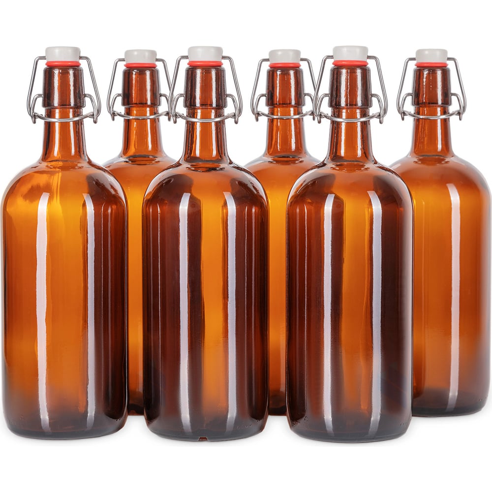 Стеклянная бутылка KHome, цвет темно-коричневый 1000-БУГ-6Т - фото 1
