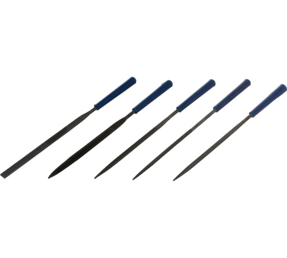 Изображение товара Набор надфилей № 1, 140х 50х3 мм, обрезиненные рукоятки КОБАЛЬТ зернистость Р30, 5 ШТУК, блистер 790-076